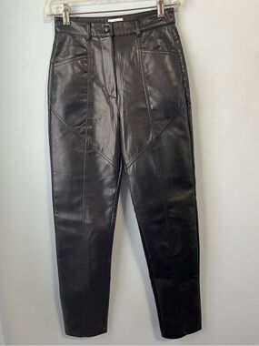 Wilfred Aritzia Black Faux Leather Paneled Pants Size 0 Pleather